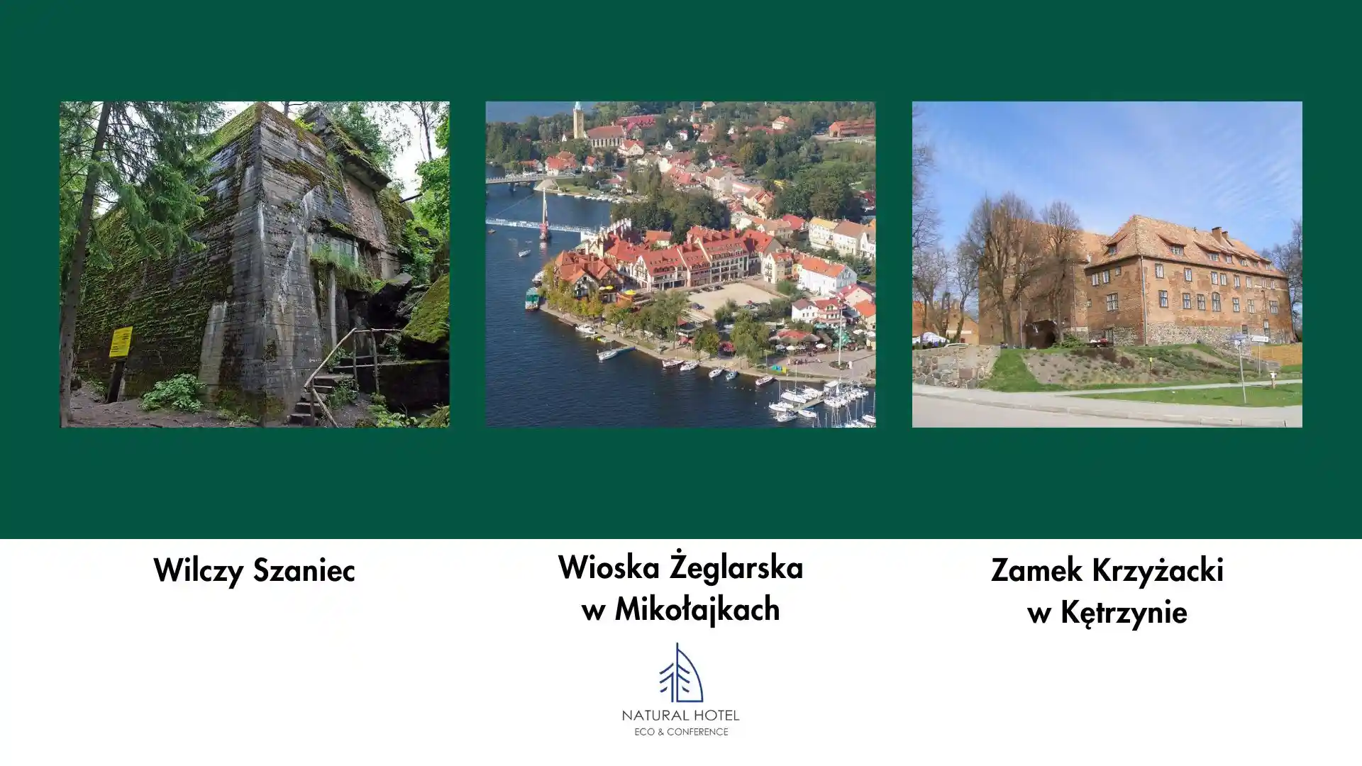 Wilczy Szaniec, Wioska Żeglarska w Mikołajkach, Zamek Krzyżacki w Kętrzynie