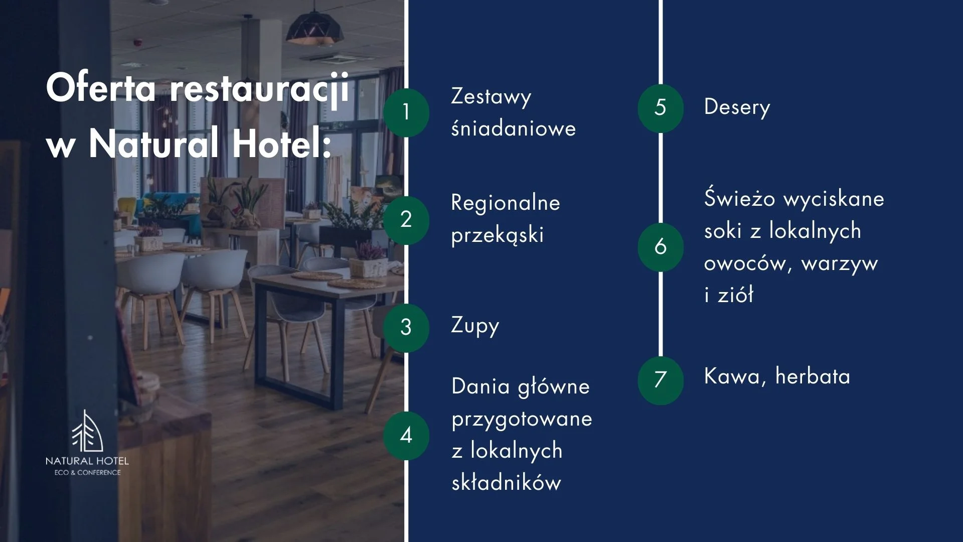 Oferta restauracji w Natural Hotel